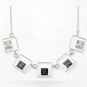 Touchstone Crystal necklace - black , grey and clear crystals